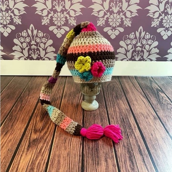 Crochet Striped Elf Stocking Hat - Picture 1 of 6